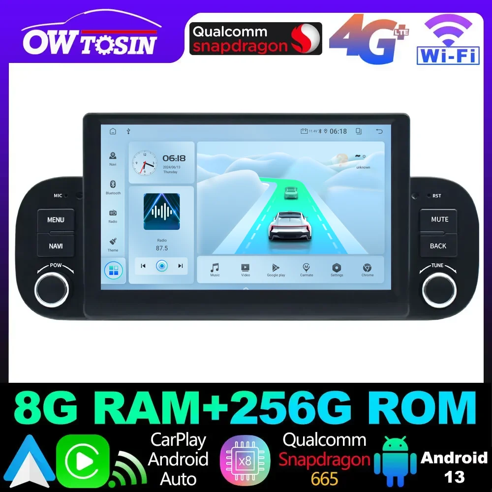 Android 13 8G+256G 4G WiFi Car GPS Radio Video Player Screen For Fiat Panda 319 2011-2020 CarPlay Audio Bluetooth Auto Head Unit