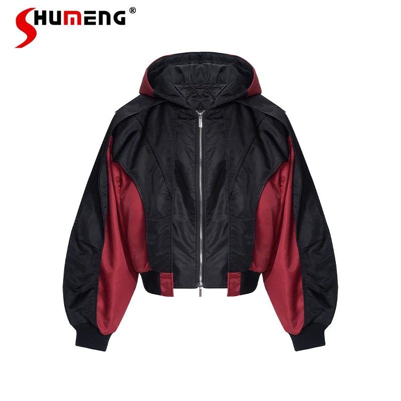 

Men's 2025 Autumn Winter Cotton Coats Male Stylish Handsome Color Matching Parkas Men's Splicing Design Quilted Hooded Jackets