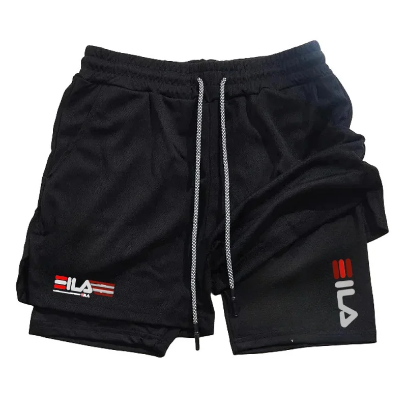 2024Berserk-Men's two-in-one logo sports shorts running quick-drying shorts fitness training double layer