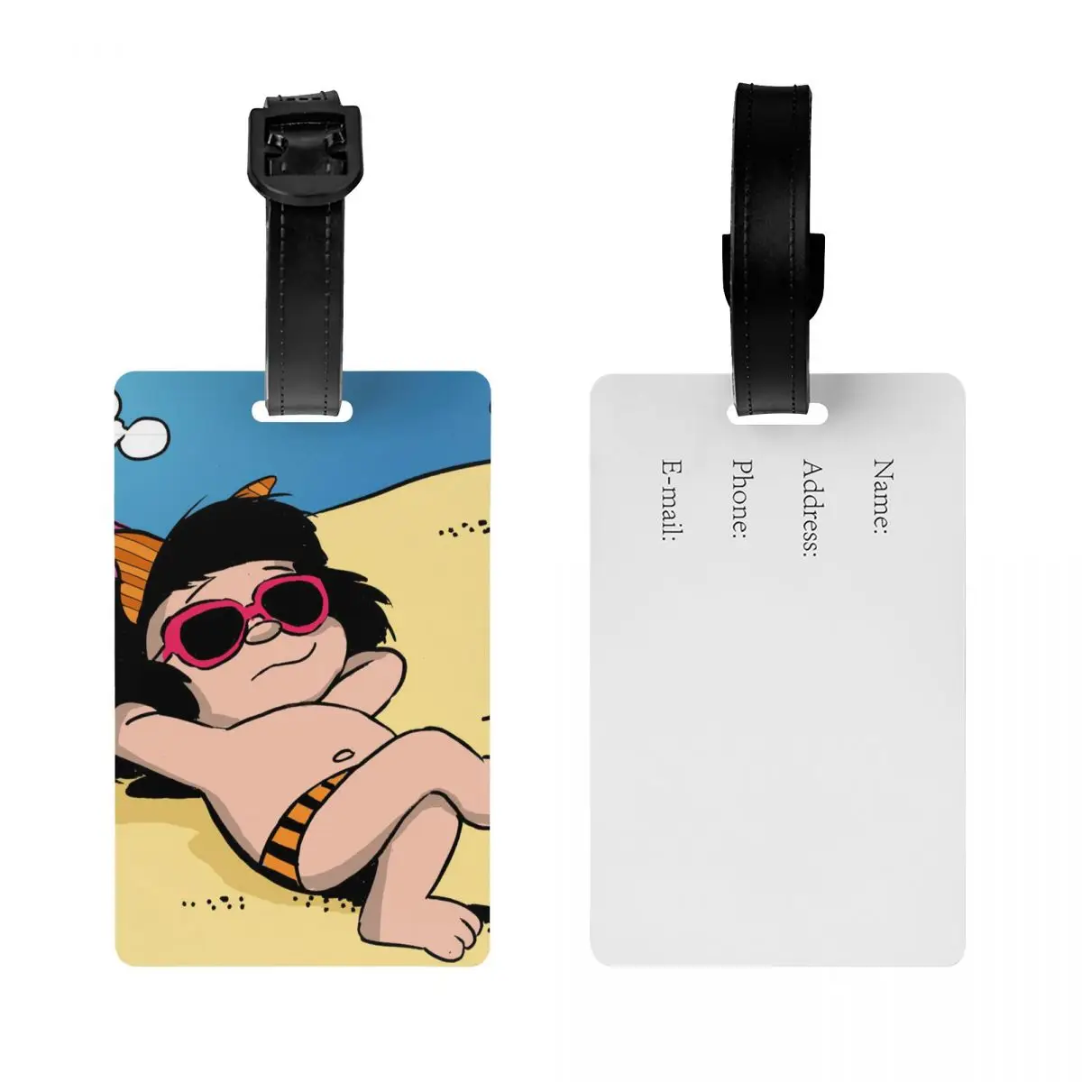 Custom Free Happy Mafalda Luggage Tag With Name Card Cartoon Anime Privacy Cover ID Label for Travel Bag Suitcase