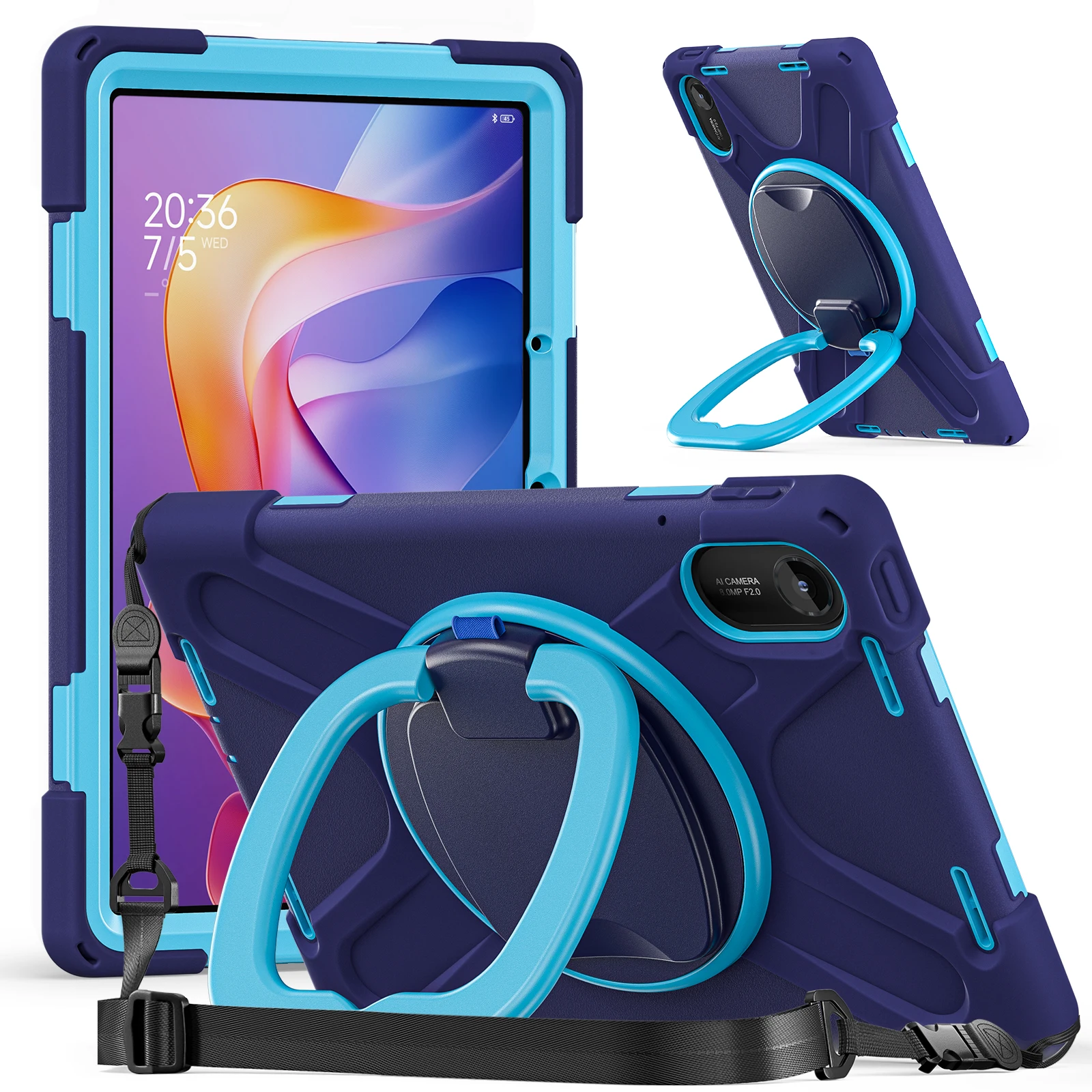 

Rotating Rugged Case For Xiaomi Redmi Pad 2 2025 11.0" 25040RP0AG 25040RP0AI Hybrid Stand Cover With Handle Grip Shoulder Strap