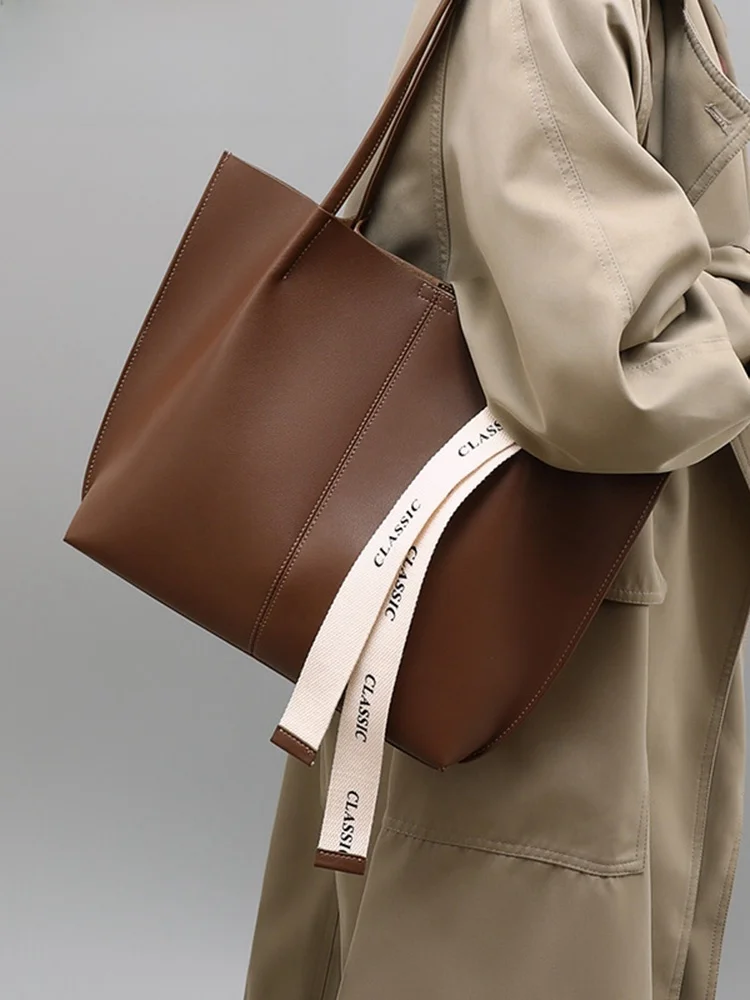 

Gievszhe Luxury Leather Large Capaci Simple Women's Bag Soft Handbag Briti Sle Daily Use Commuter Bag Fem Purse