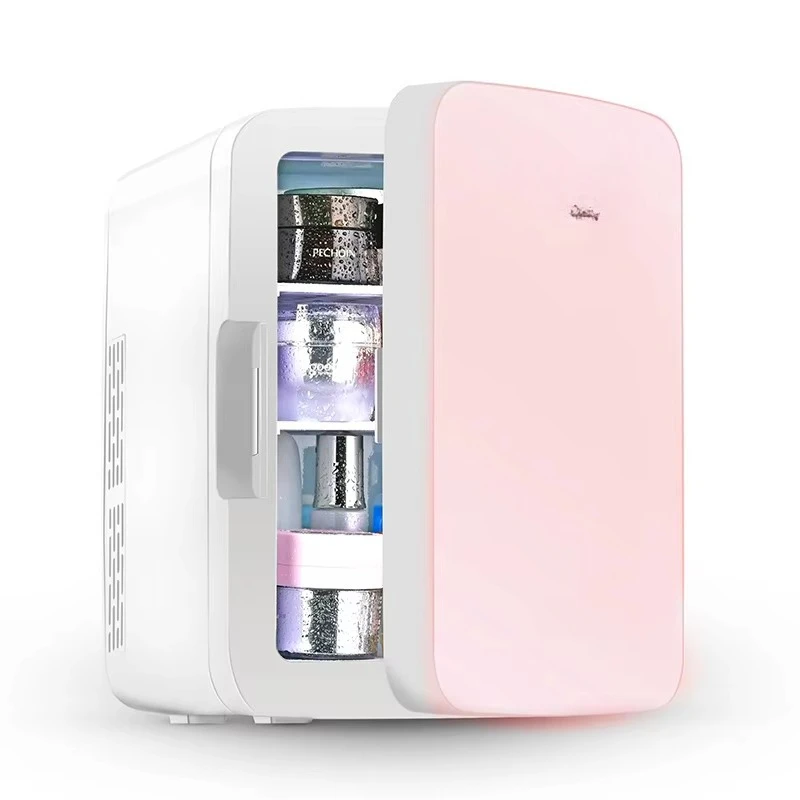 Retro 10L Beauty Mini Fridge Glass Door Heat and Cool Portable Cosmetic Refrigerator
