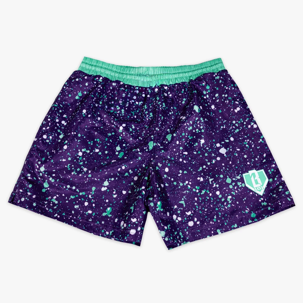 Novos Shorts Infantis/Juvenis de Verão 2026: Estilo Beisebol 101 Splatter, Calções de Banho Oversized Respiráveis de Secagem Rápida ﻿