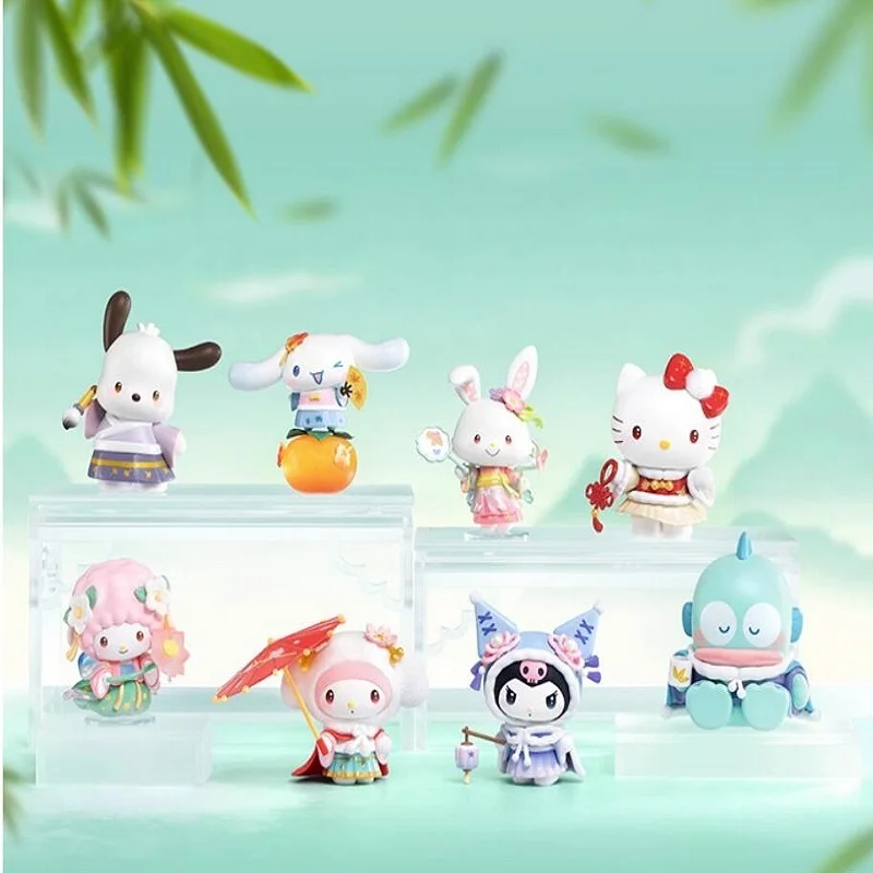 حقيقية سانريو شخصيات مواسم مملسات احتفالية سلسلة صندوق الغموض Kawaii Kuromi Hellokitty عمل نموذج لجسم ديكور لعبة هدية #2
