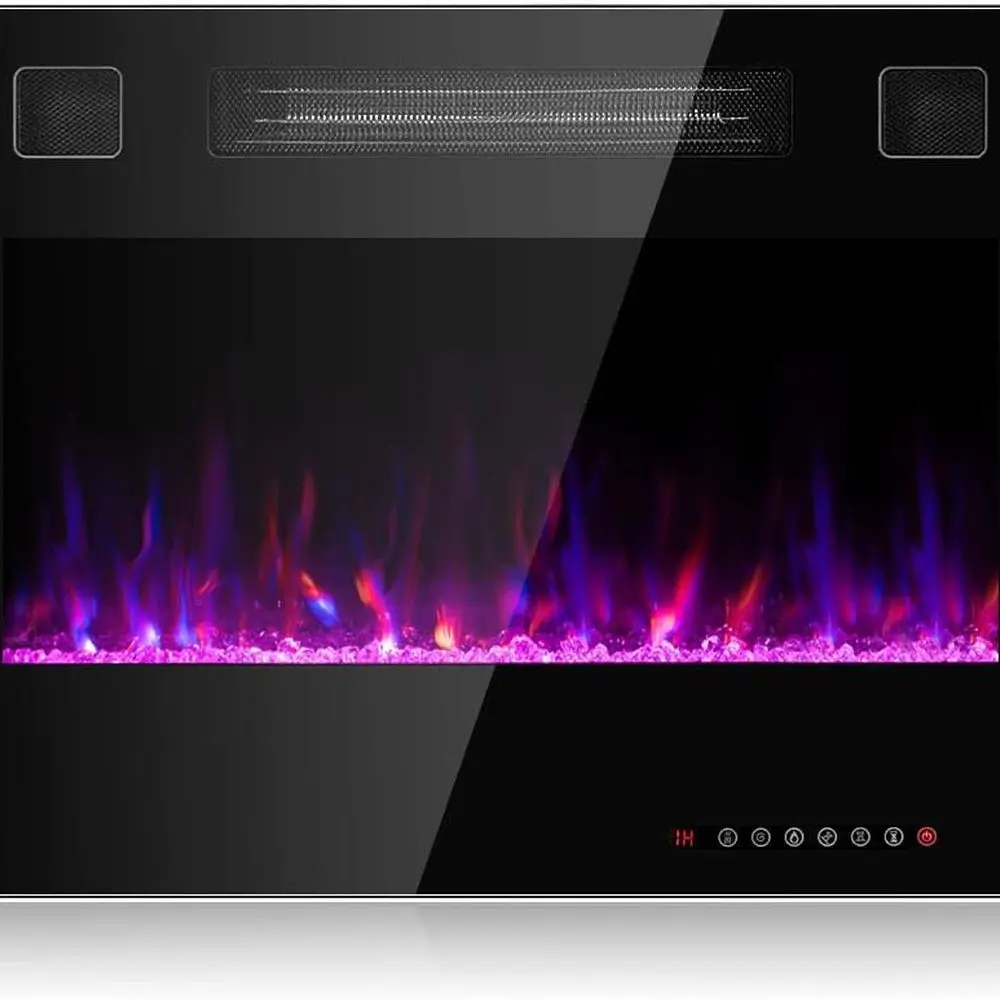 

30 Inch Wall-Mounted Electric Fireplace with Recessed Design, Heater Featuring Remote Control, Timer, Touch Screen, and Adjustab