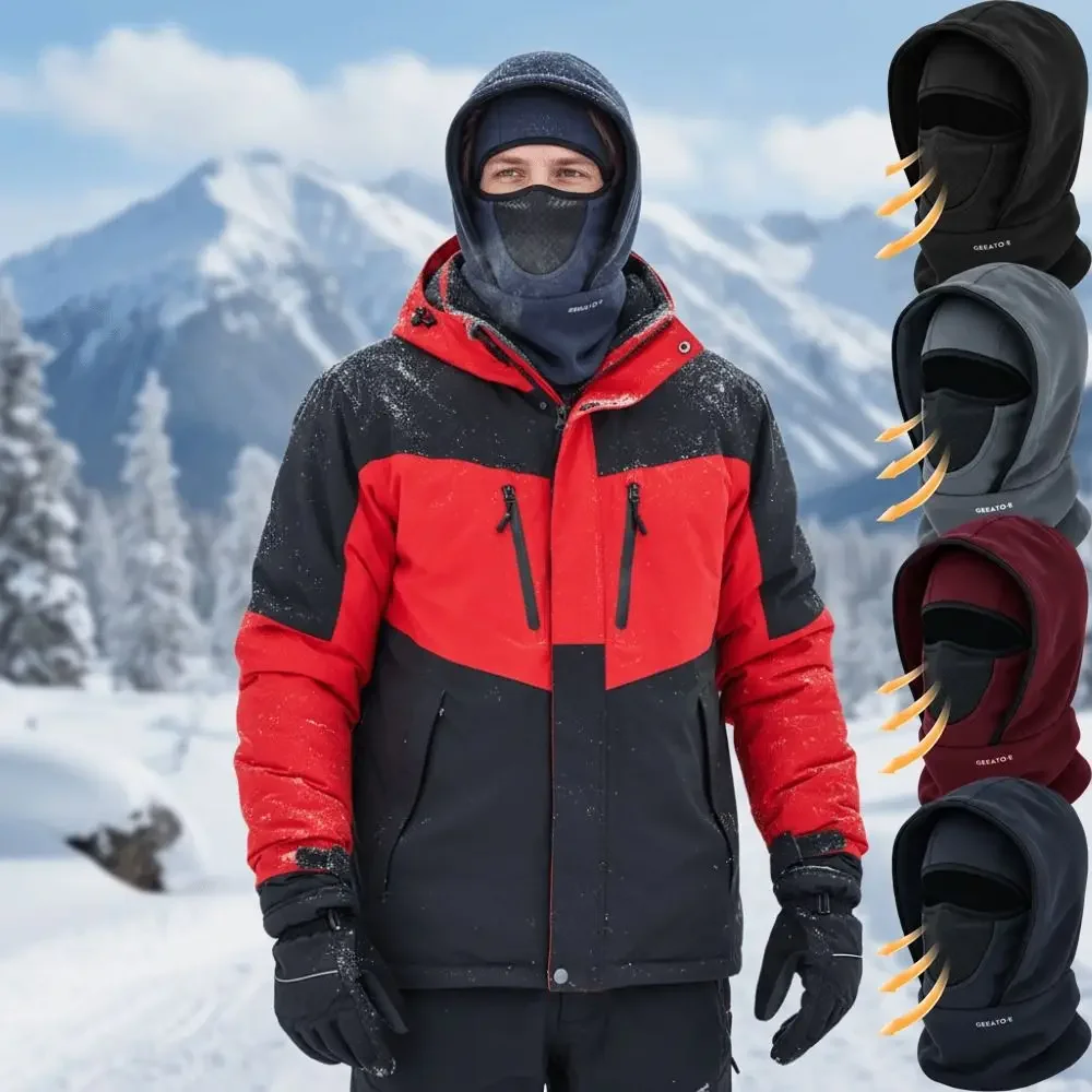 Waterproof Polar Fleece Balaclava Hat Thermal Cycling Skiing Hooded Neck Warmer for Cold Weather Face Neck Warmer Beanie Cap