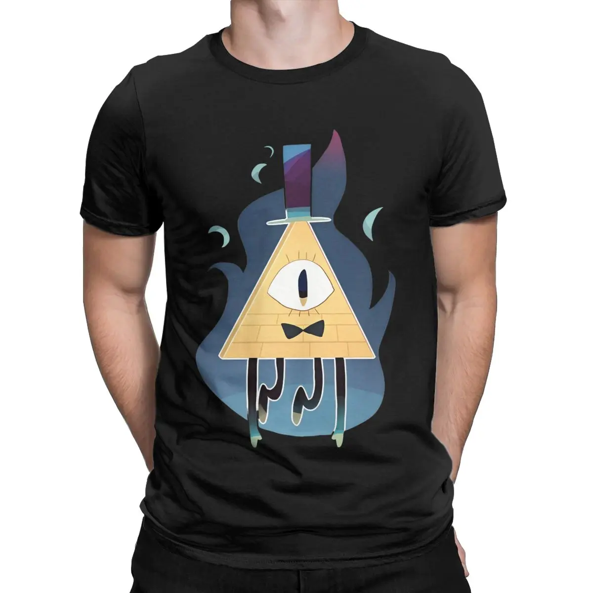 Men\'s Gravity Falls Bill Cipher T Shirts 100% Cotton Tops Humor Short Sleeve Crew Neck Tee Shirt Plus Size T-Shirt