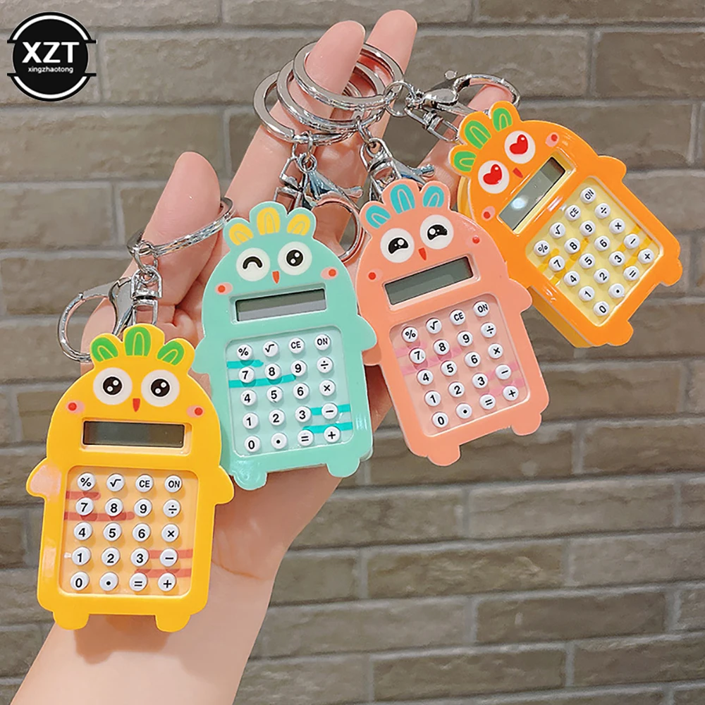 Creative Pocket Mini Calculator with Keychain 8 Digits Display Cute Cartoon Calculator Portable Calculadoras School Supplies