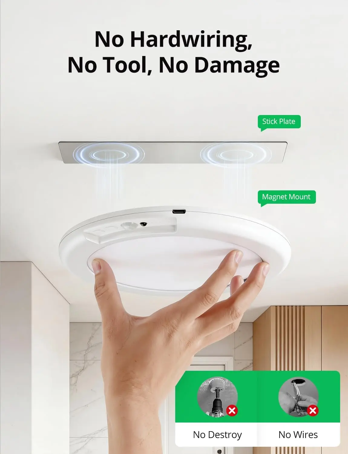 8/4 Pack Rechargeable Motion Sensor Ceiling Light with Remote Wireless Magnetic LED Lights, Battery Operated Stick On Ceiling Shower Lights Renter Friendly for Closet Bedroom Hallway