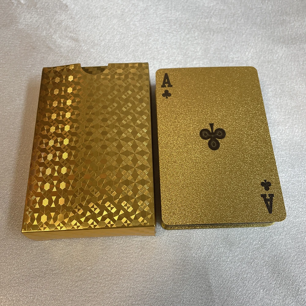 24K Golden Playing Cards Plastic Poker Game Deck Foil Pokers Pack Magic Waterproof Card Gift Collection Gambling Board Game