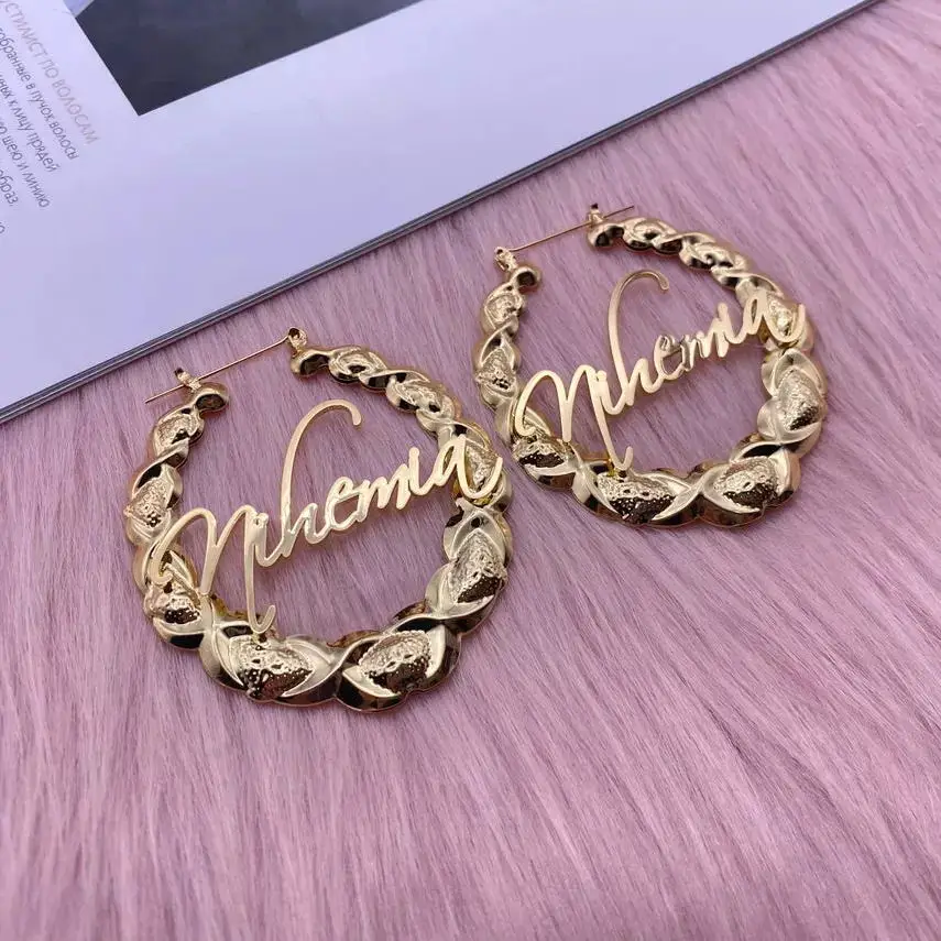 45-75mm Earrings Custom Name Earrings Personalized XO Hoop Earrings Nameplate Gold Stainless Steel XOXO Hoop Earring for Women