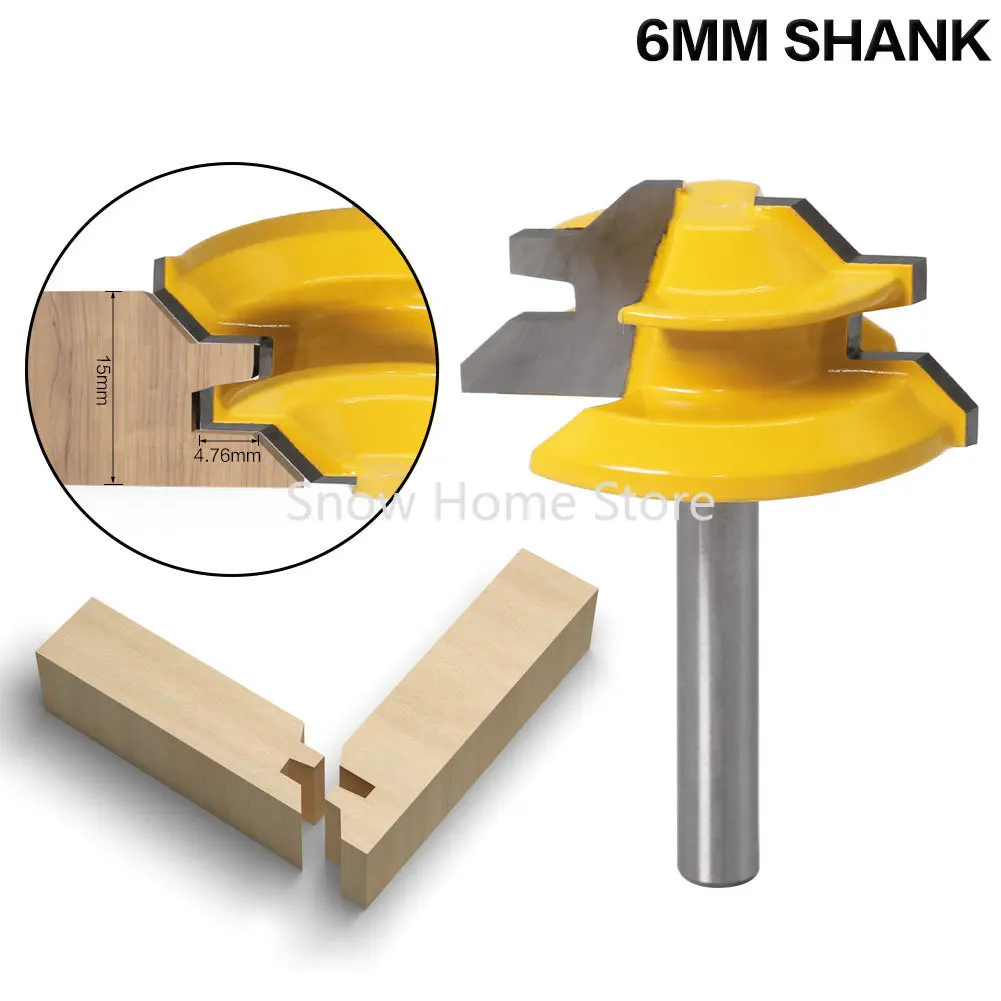 6mm Shank 45 Degree Tenon Cutter Splice Cutter Wood Milling Cutter High-Grade 45°45 Degree Tenon Cutter 6*1-1/2