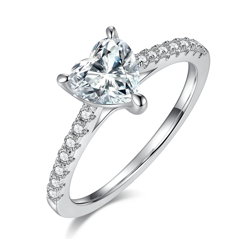 SGARIT S925 Sterling Silver Heart Brilliant Cut Band Ring Classic Jewelry 1CT Moissanite VVS1 D Color Diamond Fine Woman Ring