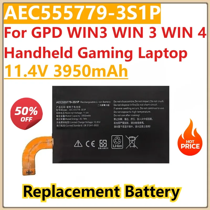 Nova bateria AEC555779-3S1P 11.4v 3950mah para gpd win3 win 3 win 4 portátil para jogos 2023 ano
