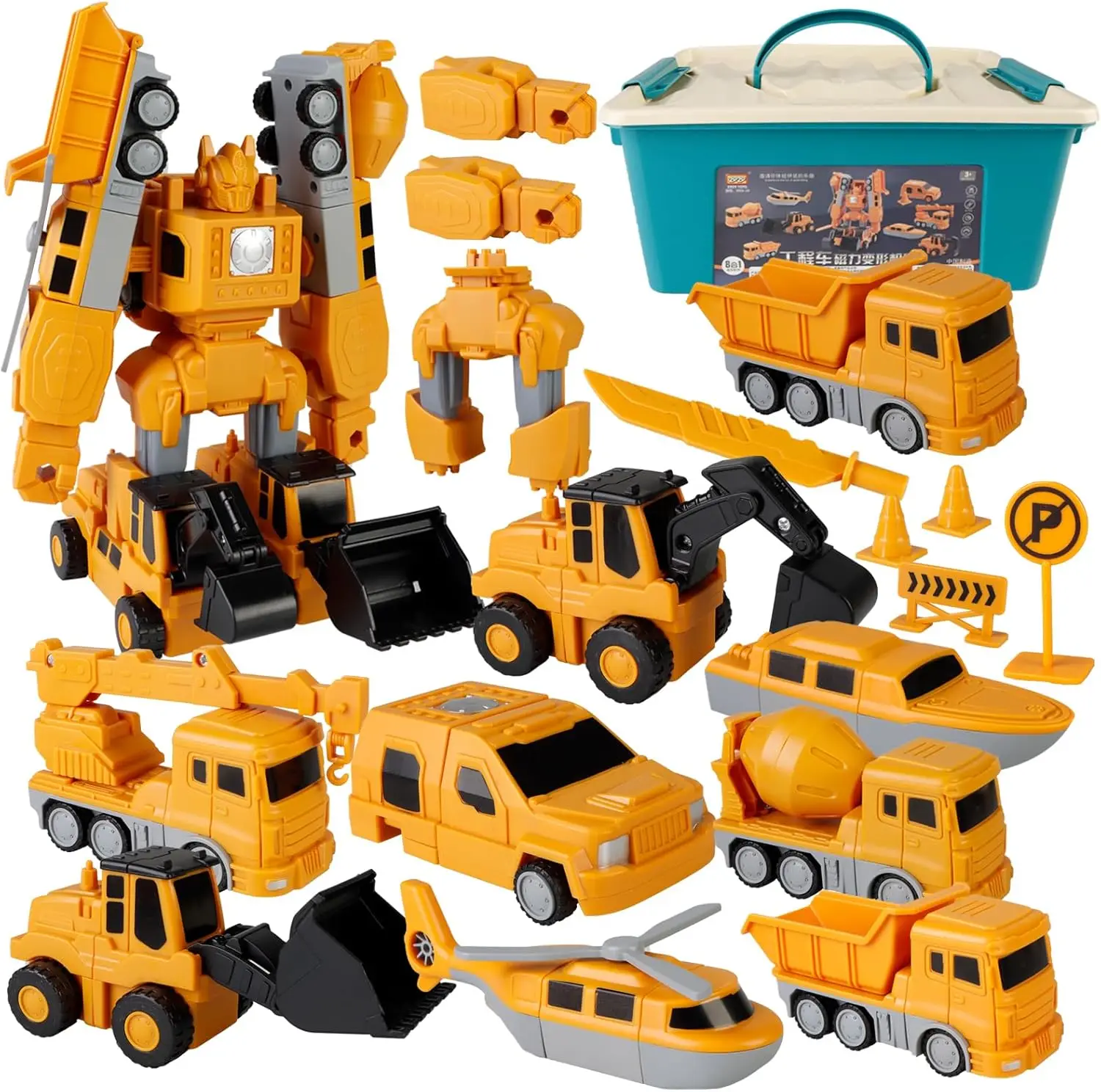 

Magnetic Transform Engineering Car Assembled Toys, Construction Vehicles with Storage Box, Magnetic Blocks Toys for Kids Age 3-5