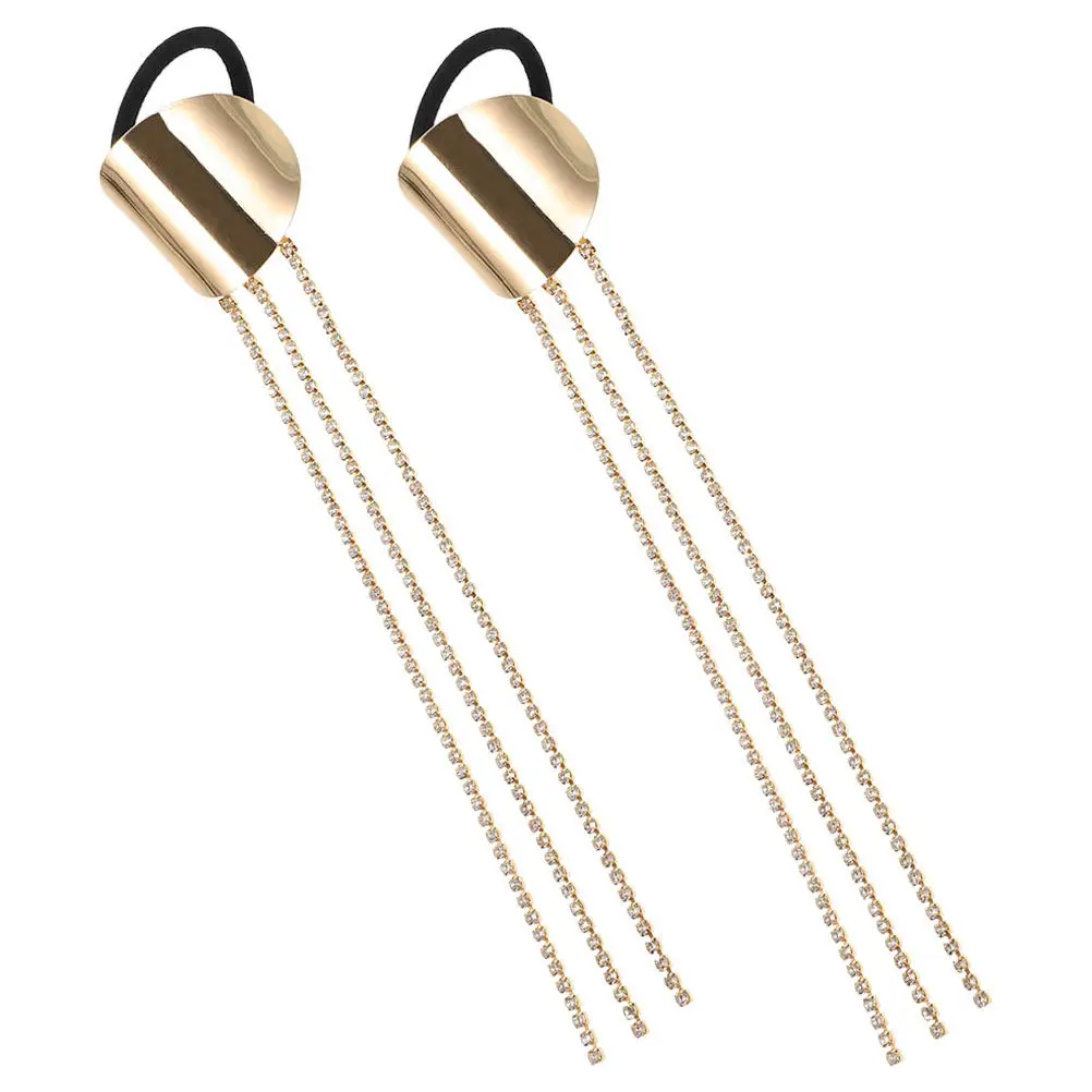 

2Pcs Elegant Tassel Hair Ropes Stylish Accessories Elastic Scrunchies for Women Thin Hair Bling Ponytail Holders