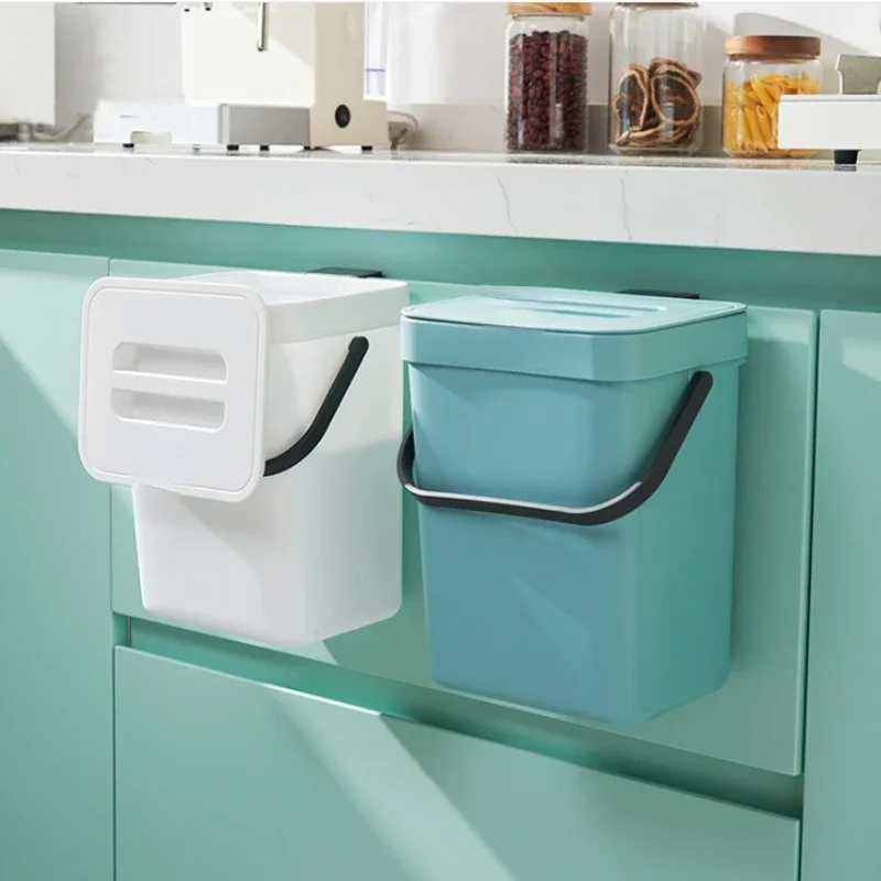 

Kitchen Cabinet Door Mini Plastic Hanging Trash Can Wall Mounted Household Folding Waste Bin