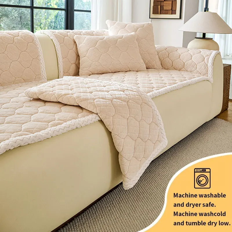 1PC-Herbst und Winter Wohnzimmer Schlafzimmer Sofakissen, warmes und rutschfestes Plüsch-Sofakissen mit gerader Reihe