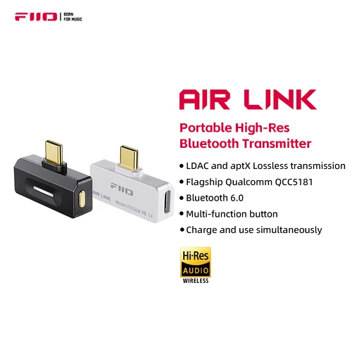 Transmisor FiiO Air Link (tipo C) Bluetooth 6,0 para reproductor de juegos móvil a a auriculares inalámbricos, chip QCC5181, adaptable LDAC/AptX
