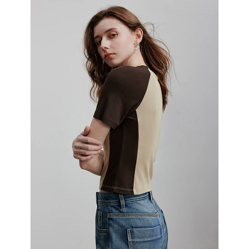 TOYOUTH T-shirt da donna a maniche corte 2025 Spring New Tops 8521020