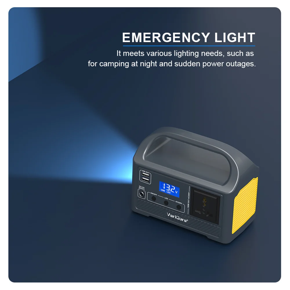 محطة طاقة محمولة VariCore بقدرة 150 وات 300 وات 12 فولت بطارية LiFeP04 مع منافذ تيار متردد 220 فولت لوحة طاقة شمسية LED للتخييم في الهواء الطلق RV Home