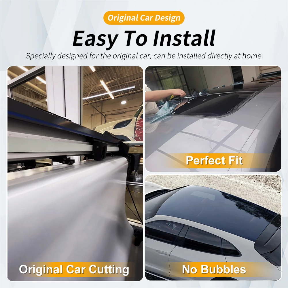 TPU Sunroof Ice Nail Sunscreen Explosion-Proof UV Reduction Roof Window Film for Porsche Taycan 2020 2021 2022 2023 2024