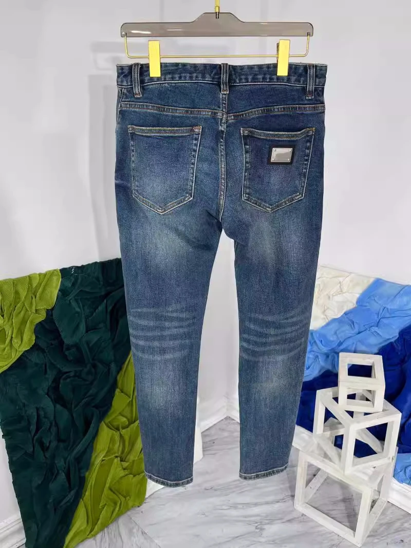 2023 Autumn Winter Hot Fashion Men High Qulity Embroidery Casual Jeans Chic Casual Denim Pants C619