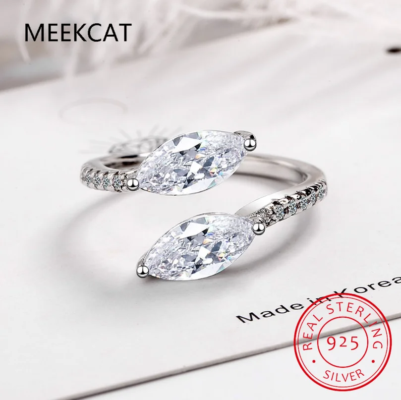 

Water Drop Moissanite Ring for Women Lab Diamond Promise Band Pure S925 Silver Female Crown Single Tail Rings Anillos De Prata