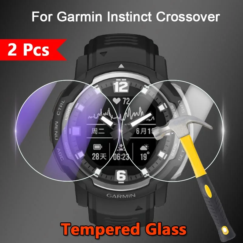 2 sztuki dla Garmin Instinct Crossover / Solar 2.5D Ultra Slim HD Clear / Anti Purple Light 9H Folia ochronna ze szkła hartowanego