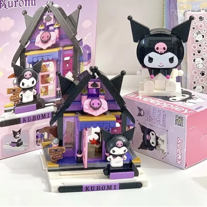 

Sanrio собранная игрушка, строительные блоки, Hello Kitty Kuromi Cinnamoroll My Melody, модель кирпича, игрушечный орнамент, рождественские подарки для девочек