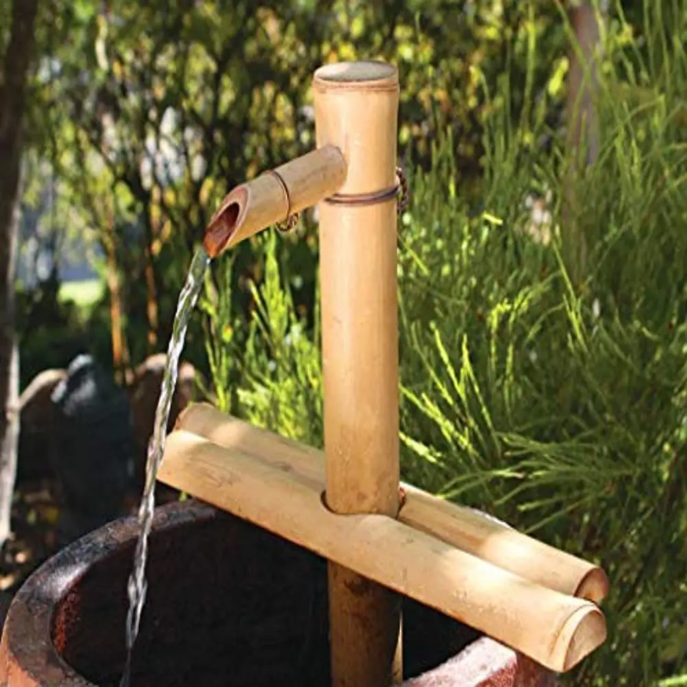 

Adjustable Zen Water Fountain Kit Outdoor Indoor Use 12" Bamboo Water Feature Kit with Pump Split-Resistant Bamboo Fountain