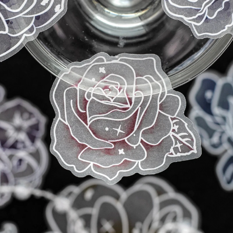 10pcs/Night Moon Aria series tracing paper stickers vintage flowers journal DIY decoration collage background materials