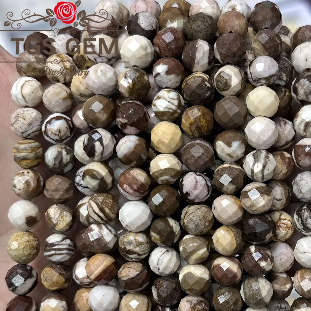 

Factory Engraved hard cut round bead natural AAAAustralian Zebra Mausoleum pattern small cut scattered beads DIY jewelry