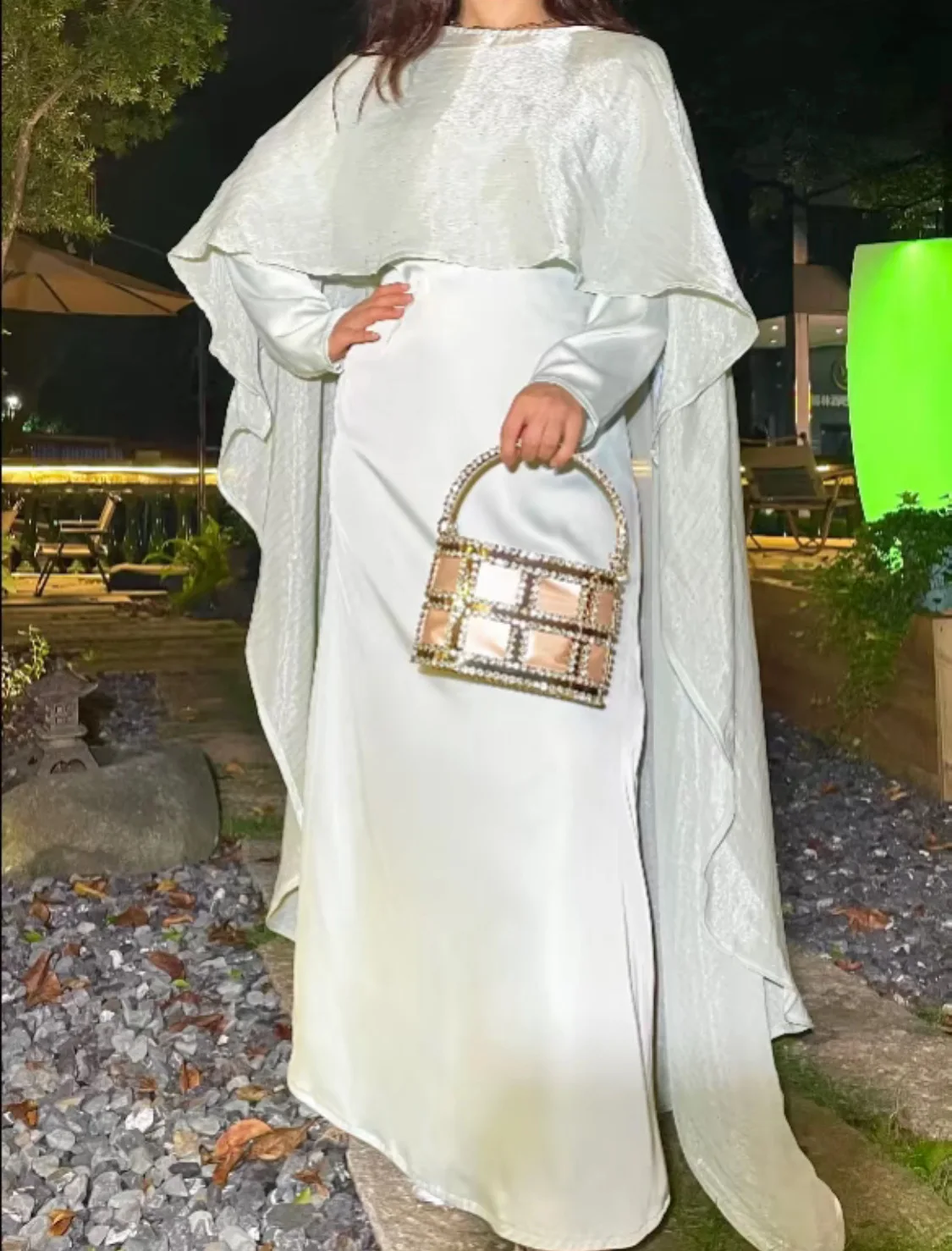 Eid Muslim Party Dress Diamonds for Women with Cloak Ramadan Abaya Long Dress Kaftan Vestidos Largos Dubai Robe Jalabiya 2024