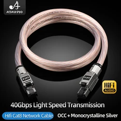 HiFi Audio Ethernet Cable CAT8 OCC Silver Mixed High Speed 40Gbps Network Internet  Cord for ANSI/TIA-568-C.2-1 Laptop Router