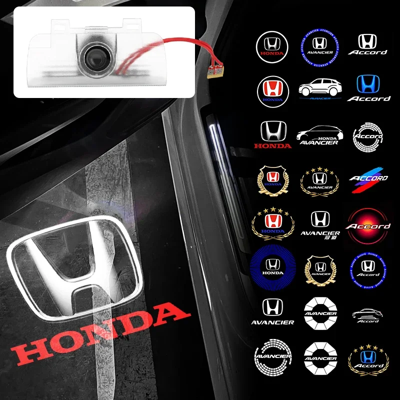 

2pcs Car Door Projector Lamps 3D Welcome Shadow Lights For Honda Civic Fit Jazz Accord CRV HRV City Odyssey Passport Pilot Vezel