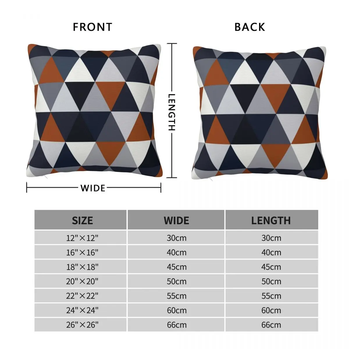 Navy And Rust Triangles I Pillowcase Cushion Comfort Throw Pillow Sofa Decorative Cushions Used for Home Bedroom Living Room