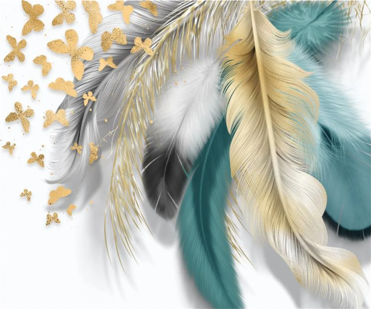 

Обои по индивидуальному заказу, современные настенные обои для гостиной, кабинета, фон, настенная живопись, обои с рисунком перьев, домашний декор