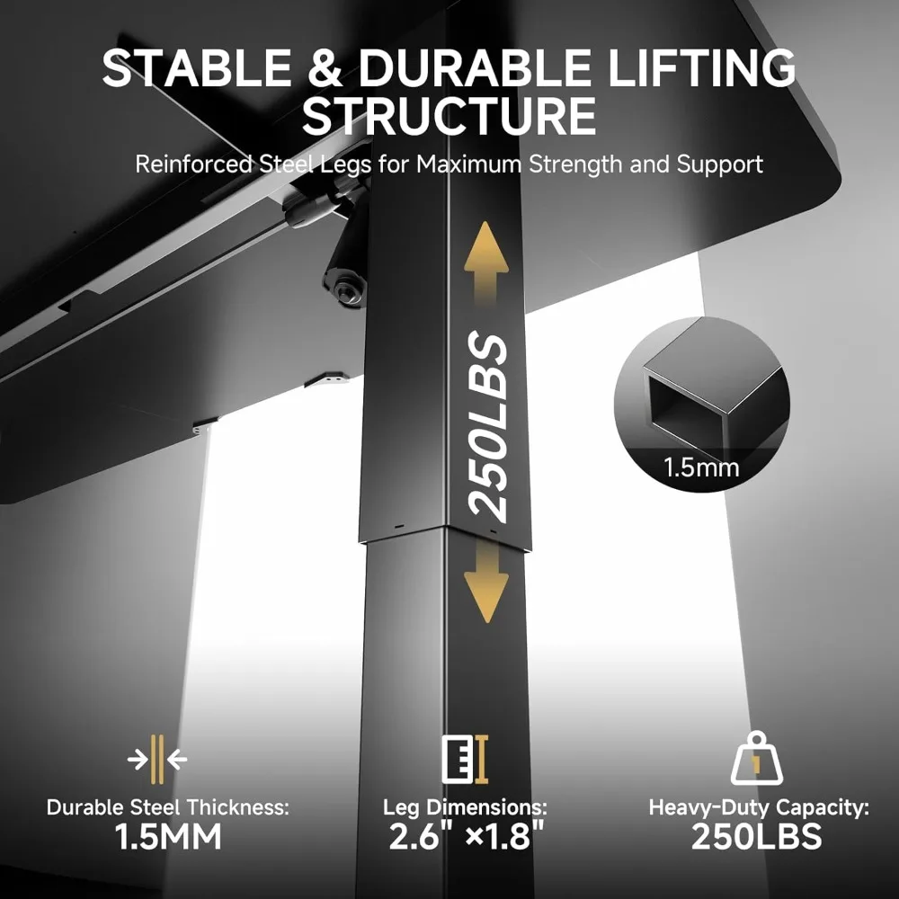 مكتب قائم كهربائي، مكتب ستاند مقاس 55 × 24 بوصة مع وحدة تحكم في الذاكرة المسبقة، مكتب منزلي مريح قابل للتعديل الارتفاع