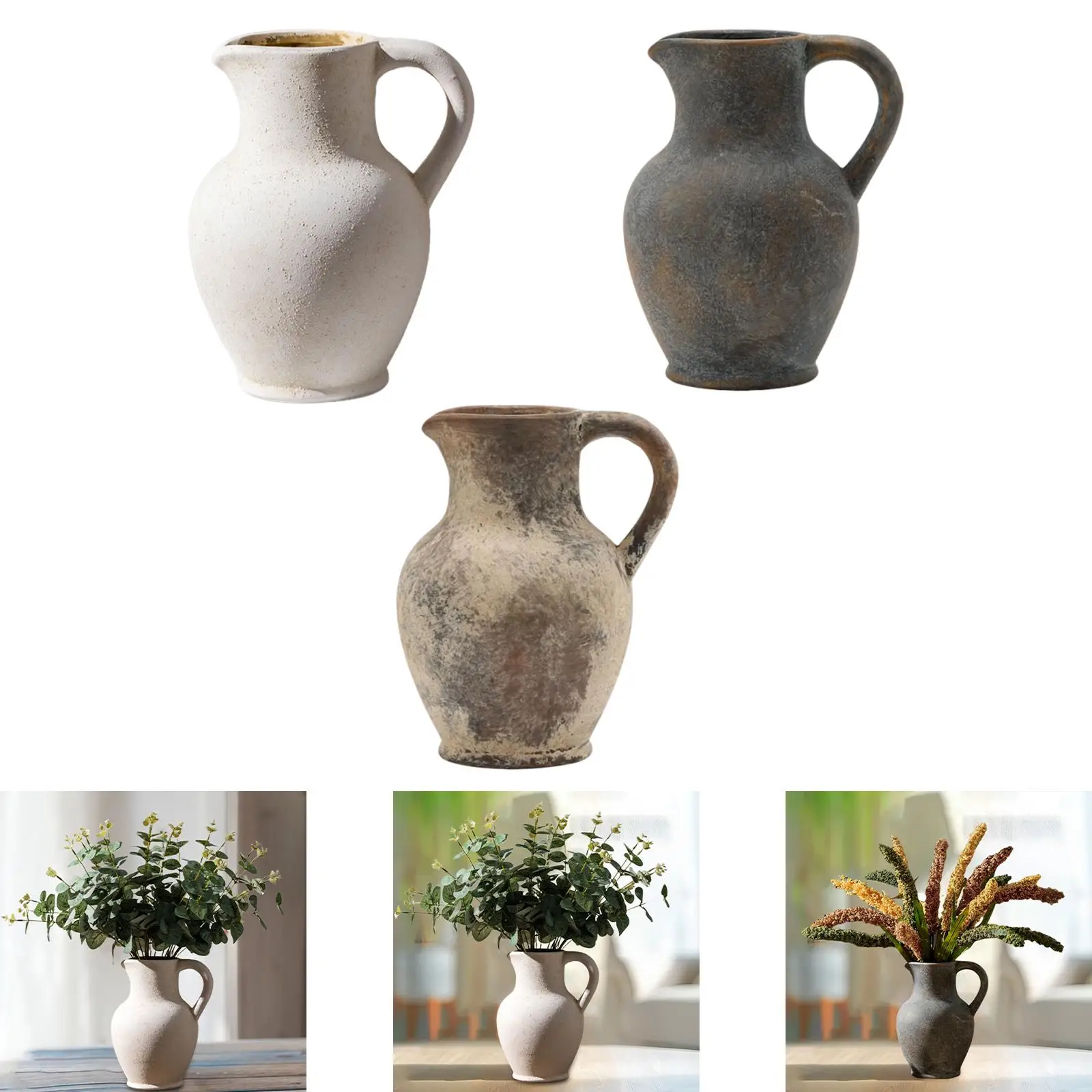 

Ceramic Vase, Rustic Crafts, Birthday Gift, Centerpiece, Flower Arrangement, Decorative Vase for TV Cabinet Bookshelf Study Room