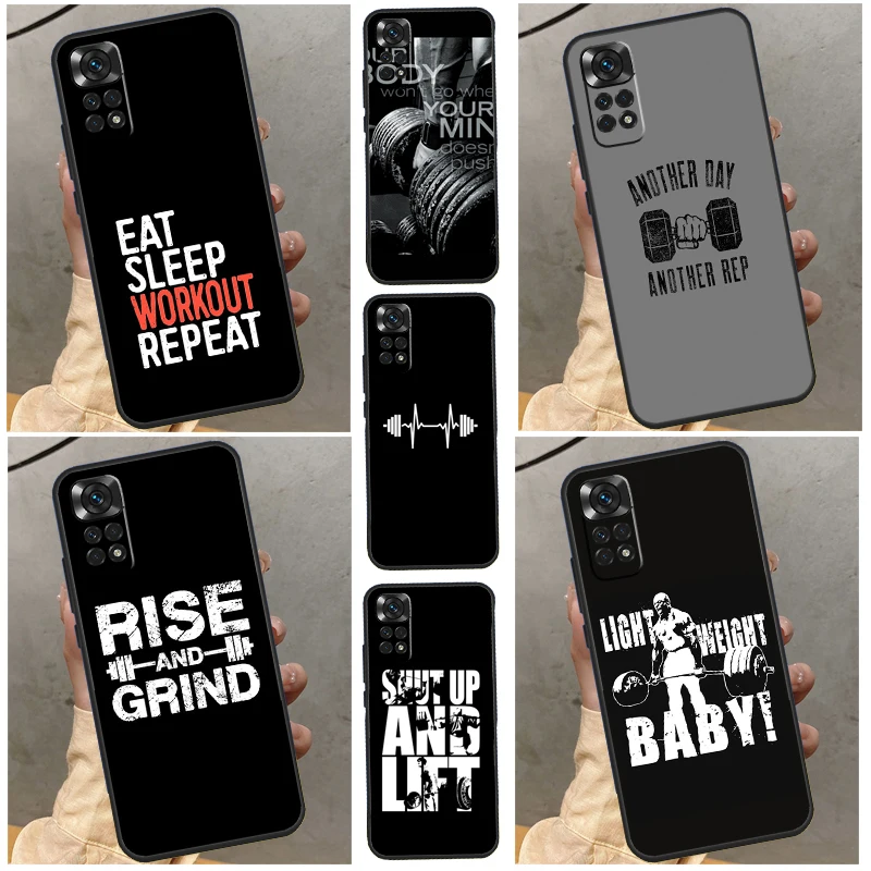 Bodybuilding Gym Fitness Case For Xiaomi Redmi Note 11 12 8 9 10 Pro 8T 9S 10S 11S Redmi 9A 9C 10 10A 10C Cover