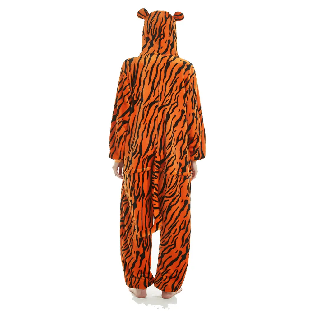 150-195cm Soft Warm Winter Sleep Jumpsuit for Men Women Animal Onesie Brown Kigurumi Tiger Pijama Cosplay Adult One Piece Pyjama