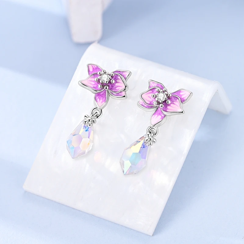 

New 925 Sterling Silver Iris Women Earrings Brilliant Wedding Engagement Star Earrings Jewelry Gift