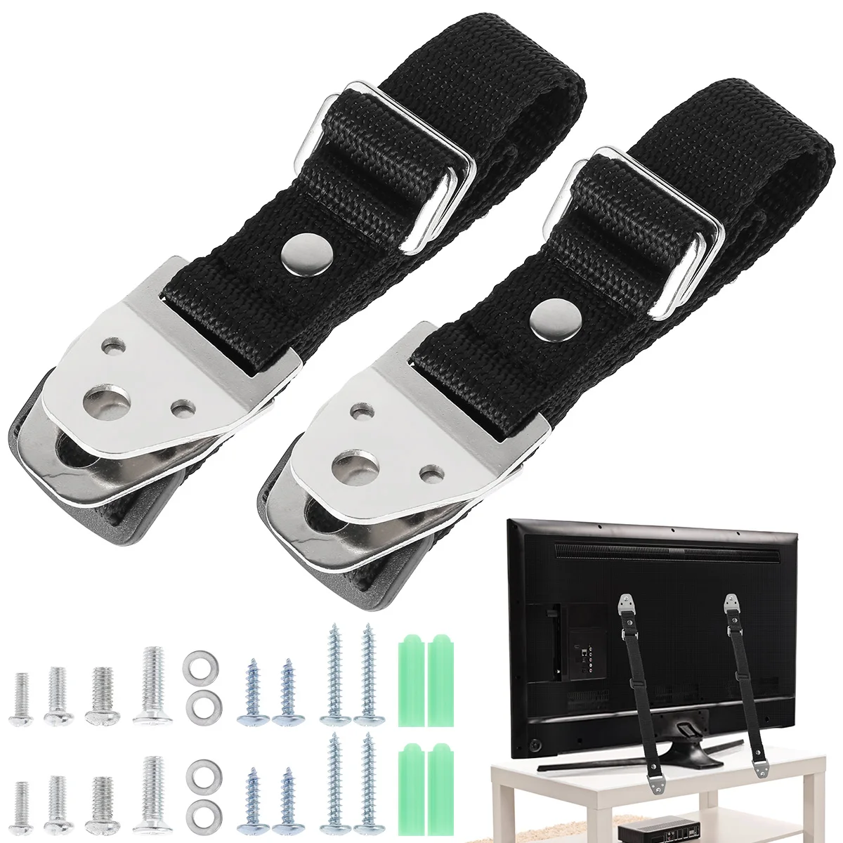 

TV Anchor Strap Prevent Heavy Objects from Tipping Over Kit Polypropylene Shock Harness with Alloy Cam Buckles for Furnitures