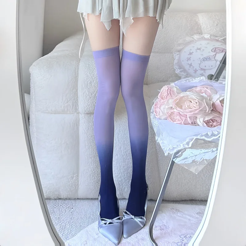 

Градиентные носки выше колена — легкие дышащие колготки в стиле JK для женщин, приятные для кожи покрытия до середины икры до колена