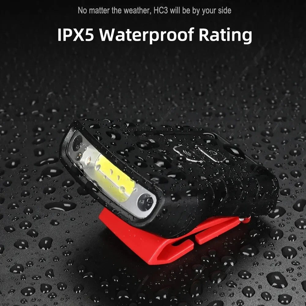 Klarus HC3 แบบชาร์จไฟได้ COB ไฟหน้า USB ไฟฉาย 100lm คลิปบนหมวก Light Motion Sensor ไฟหน้าสําหรับตกปลา Camping