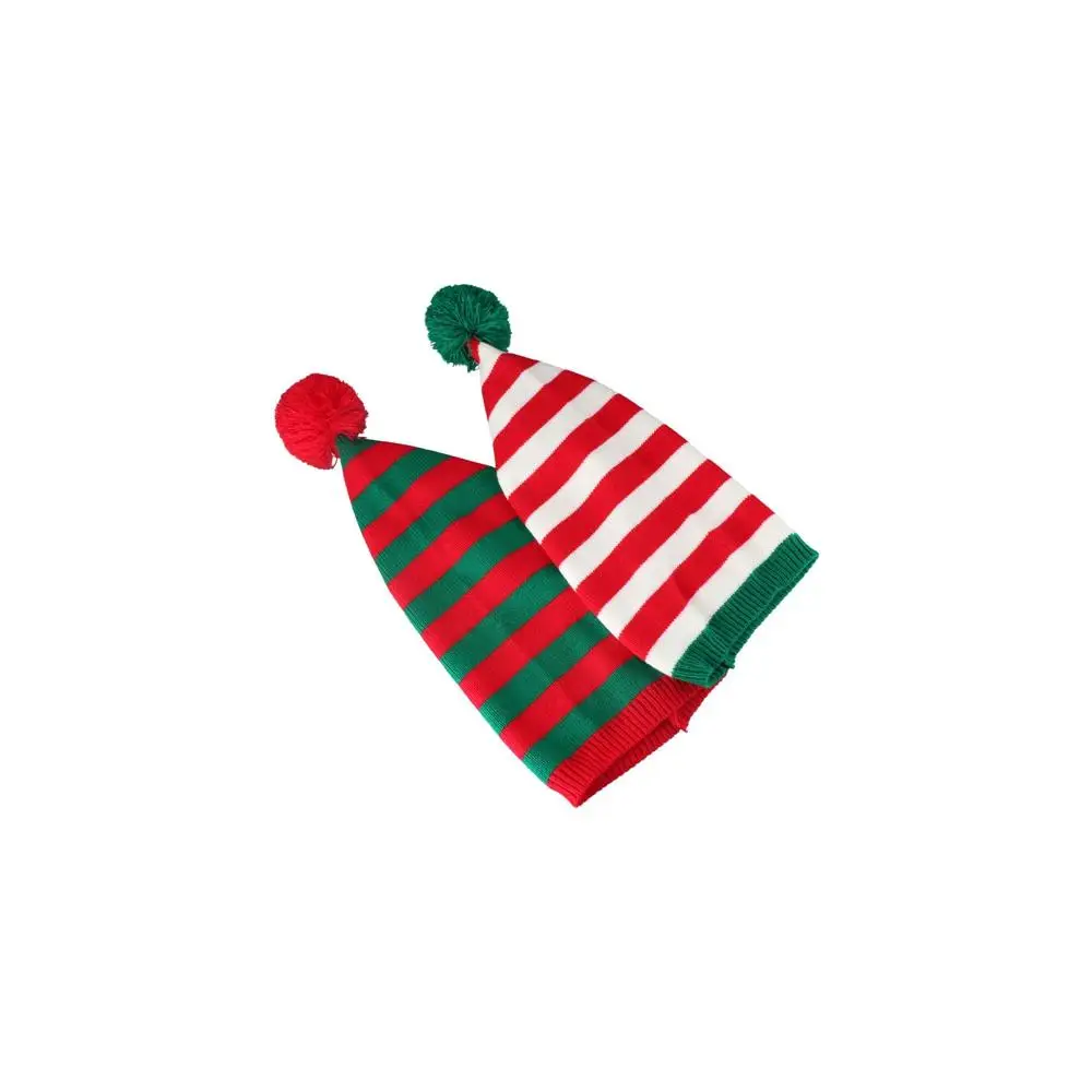 Gift Santa Claus Christmas Knitted Hat Green Red Striped Santa Beanie Hat Korean Style Crochet Winter/Autumn