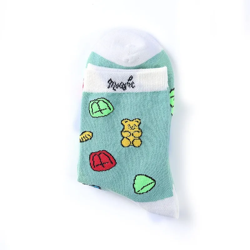 Chaussettes en coton drôles pour femmes, Kawaii, ours, impression de jeu, personnaliser, chaussettes de sport originales, tube moyen, mode, X128