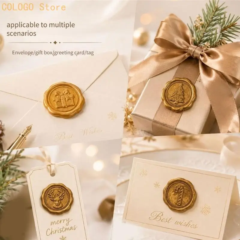 Adhesive Christmas Wax Seal Sticker Raised Sealing Labels for Gift Packaing D0LD